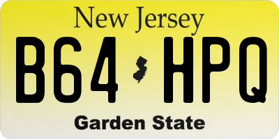 NJ license plate B64HPQ