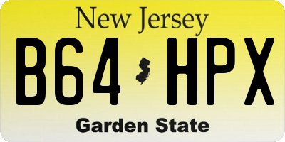NJ license plate B64HPX