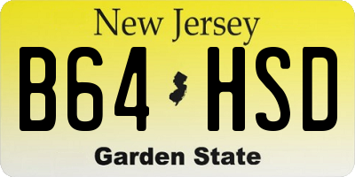 NJ license plate B64HSD