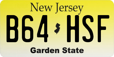 NJ license plate B64HSF