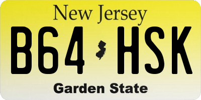 NJ license plate B64HSK