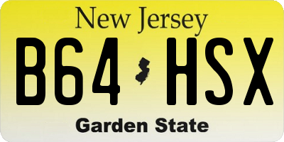 NJ license plate B64HSX