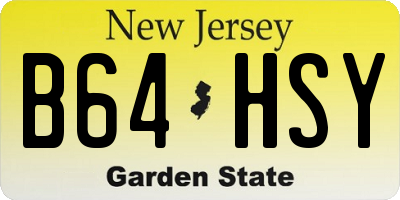 NJ license plate B64HSY