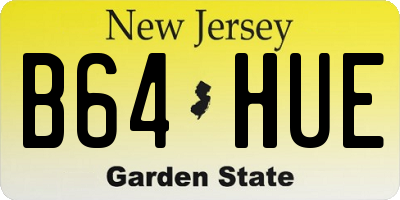 NJ license plate B64HUE