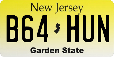 NJ license plate B64HUN