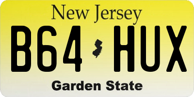NJ license plate B64HUX