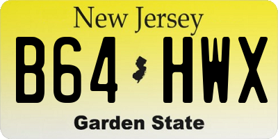 NJ license plate B64HWX