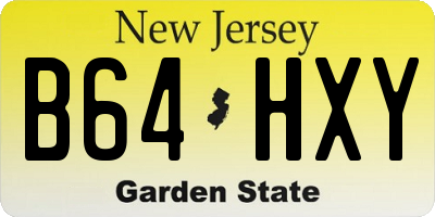 NJ license plate B64HXY