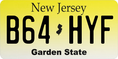 NJ license plate B64HYF