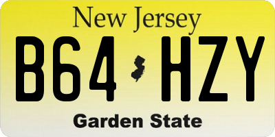 NJ license plate B64HZY