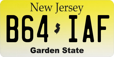NJ license plate B64IAF