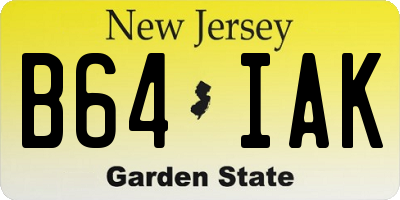 NJ license plate B64IAK