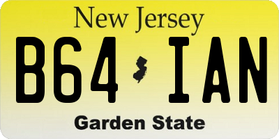 NJ license plate B64IAN