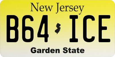NJ license plate B64ICE