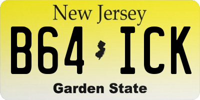 NJ license plate B64ICK
