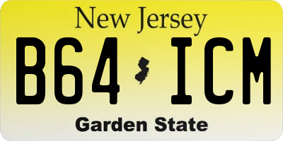NJ license plate B64ICM