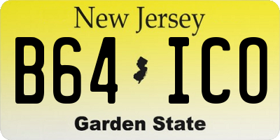 NJ license plate B64ICO