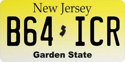 NJ license plate B64ICR