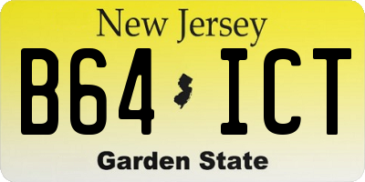 NJ license plate B64ICT