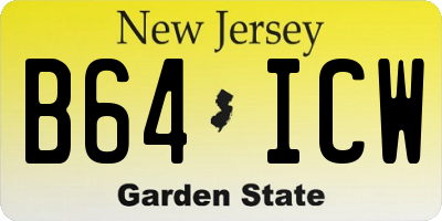 NJ license plate B64ICW