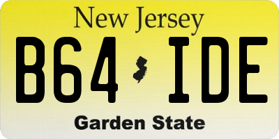 NJ license plate B64IDE
