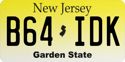NJ license plate B64IDK
