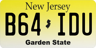 NJ license plate B64IDU