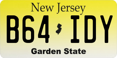 NJ license plate B64IDY