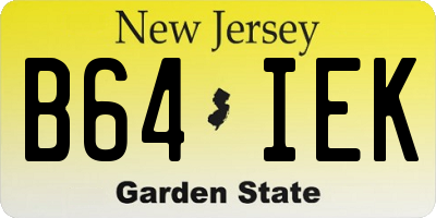 NJ license plate B64IEK