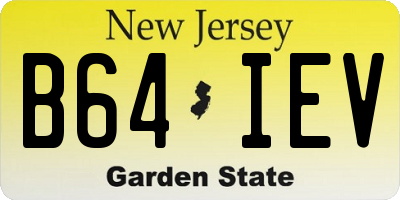 NJ license plate B64IEV
