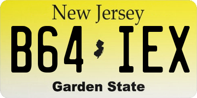 NJ license plate B64IEX
