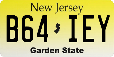 NJ license plate B64IEY