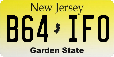 NJ license plate B64IFO