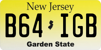 NJ license plate B64IGB