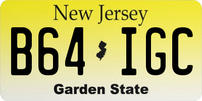 NJ license plate B64IGC
