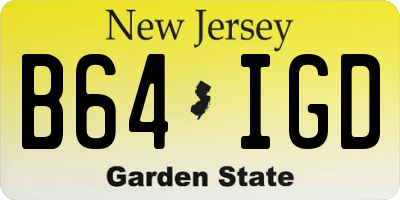 NJ license plate B64IGD