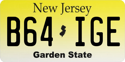 NJ license plate B64IGE