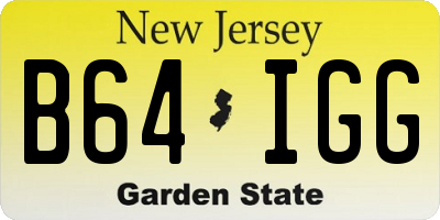 NJ license plate B64IGG