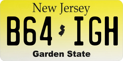 NJ license plate B64IGH