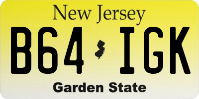 NJ license plate B64IGK