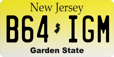 NJ license plate B64IGM