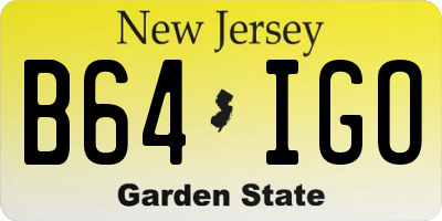 NJ license plate B64IGO