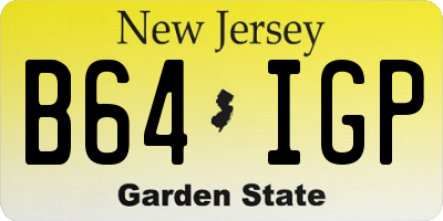 NJ license plate B64IGP