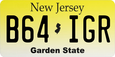 NJ license plate B64IGR