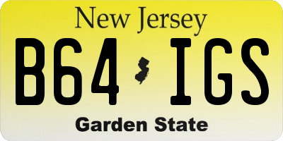NJ license plate B64IGS