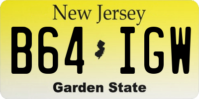 NJ license plate B64IGW