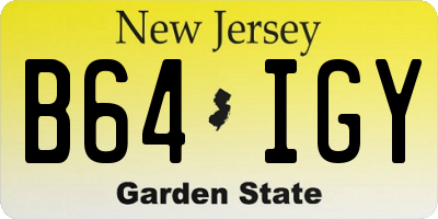 NJ license plate B64IGY