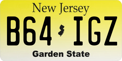 NJ license plate B64IGZ