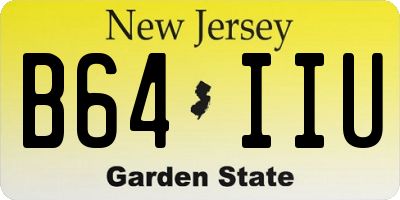 NJ license plate B64IIU