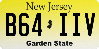 NJ license plate B64IIV